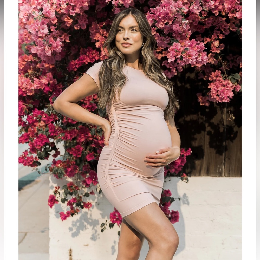 BLANQI Pink Maternity Cap Sleeve Crew Neck Dress NWT